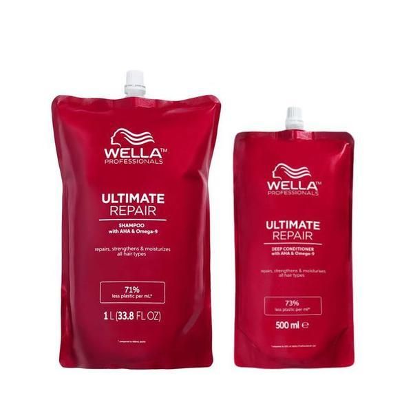 Wella Professionals Възстановяващ пакет за увредена коса - Wella Professionals Ultimate Repair: Шампоан резерва Ultimate Repair, 1000 мл + Балсам резерва Ultimate Repair Deep Conditioner, 500 мл