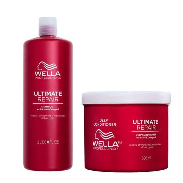 Wella Professionals Възстановяващ пакет за увредена коса - Wella Professionals Ultimate Repair: Шампоан Ultimate Repair, 1000 мл + Балсам Ultimate Repair Deep , 500 мл