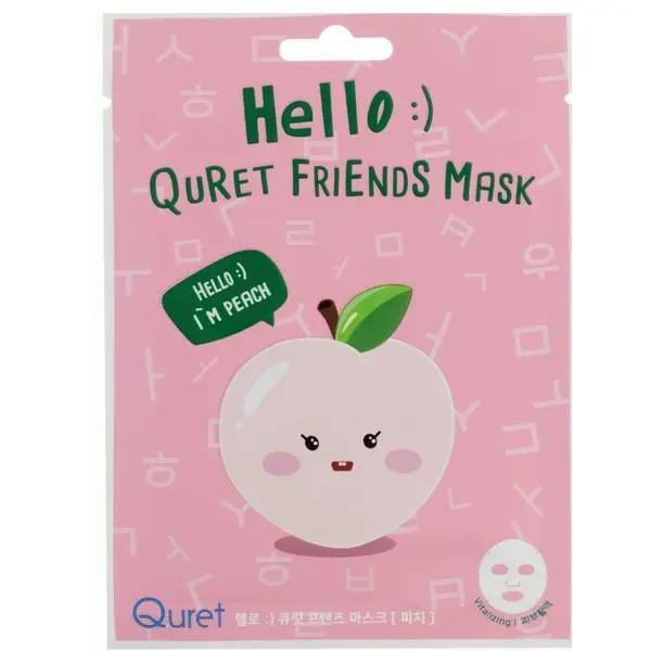 Quret Възстановяваща маска за лице с екстракт от праскова - Quret Hello :) Friends Mask - Праскова, 25 гр
