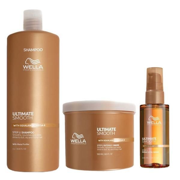 Wella Professionals Wella Professionals Ultimate Smooth Хидратиращ пакет за суха и изтощена коса: шампоан 1000 мл + маска 500 мл + олио 100 мл