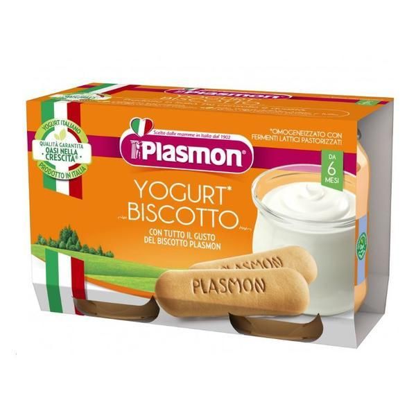 Plasmon Закуска с бисквити и кисело мляко - Plasmon, 6 месеца+, 2 x 120 гр