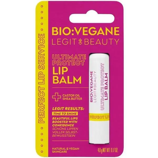 Bio:Vegane Защитен балсам за устни, с рициново масло и масло от ший - Bio:Vegane Legit Beauty Ultimate Protect Lip Balm, 4.8 гр