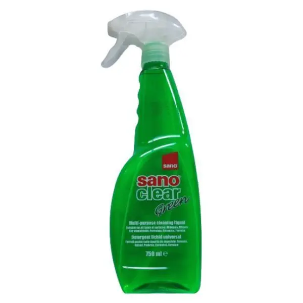 Sano Зелен препарат за прозорци - Sano Clear Green, 750 мл