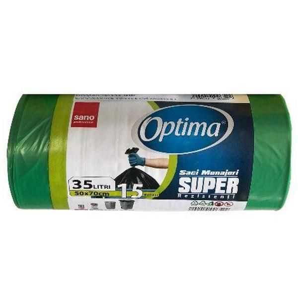 Sano Зелени домакински чанти - Sano Optima Super, 35 л, 15 бр