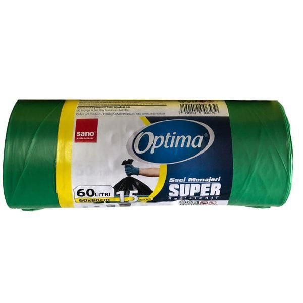 Sano Зелени домакински чанти - Sano Optima Super, 60 л, 15 бр