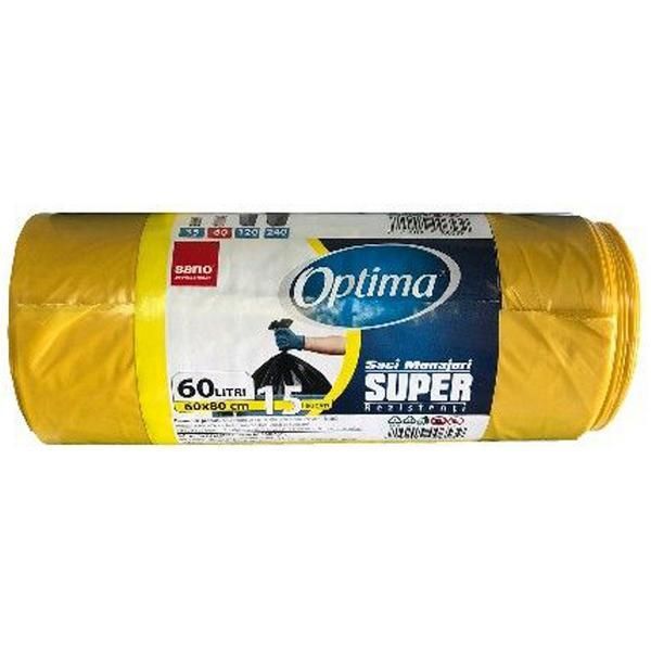 Sano Жълти домакински чанти - Sano Optima Super, 60 л, 15 бр