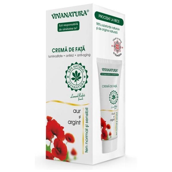 Vivanatura Златен и сребърен крем за лице за нормална и чувствителна кожа - Vivanatura, 75 мл