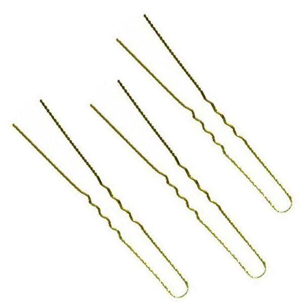 Prima Златисти вълнообразни фиби за коса - Prima Ball Pointed Hair Pins Waved 180 гр/ приблизително 215 бр. - Prima Ball Pointed Hair Pins Waved 55 мм