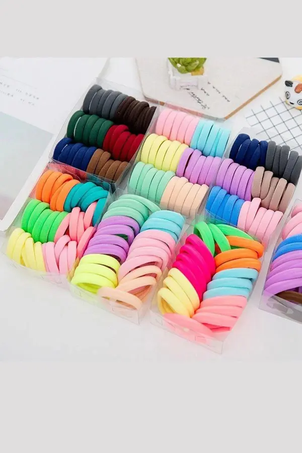 dewberry 06891 Dewberry Set of 100 Elastic Hair Ties-MULTICOLOR
