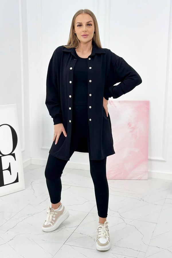 marka niezdefiniowana 3-piece set of black sweatshirt, top and leggings