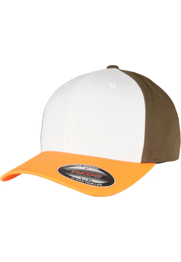 Flexfit 3-Tone Flexfit Neonoorange/White/Olive