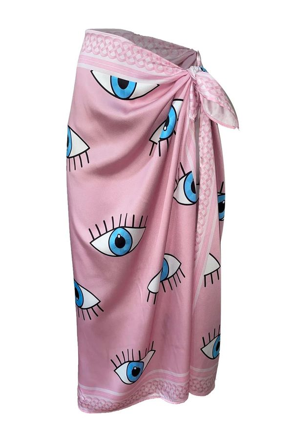 dewberry 71058 Dewberry Patterned Shiny Fabric Women Pareo-PINK