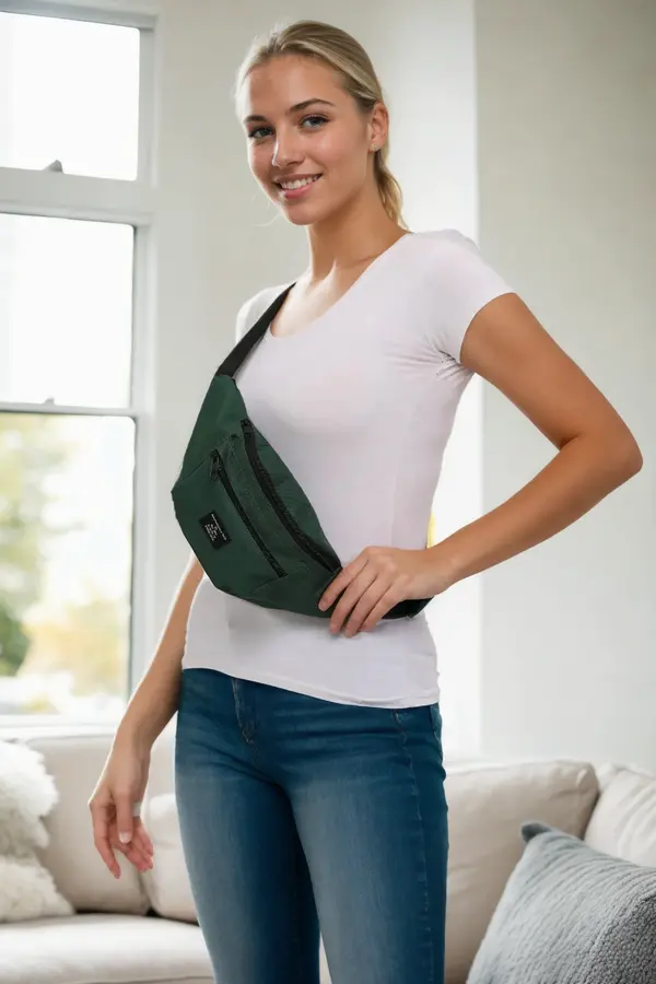 dewberry 72422 Dewberry Unisex 2 Compartment Shoulder and Waist Bag-Khaki