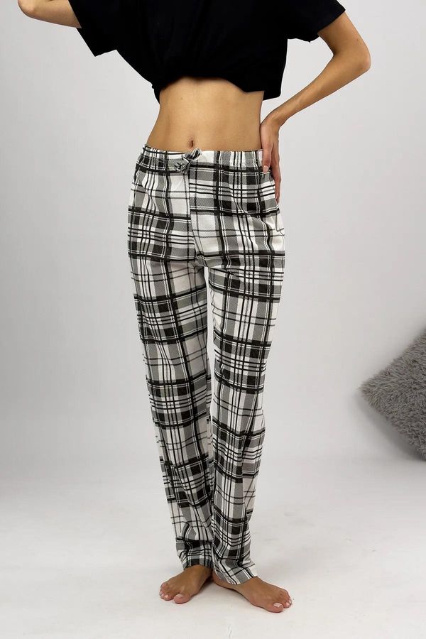 dewberry 80156 Dewberry Women Pyjama Bottom-WHITE-BLACK