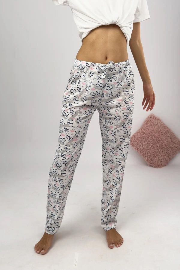 dewberry 80156 Dewberry Women Pyjama Bottom-WHITE-GREY