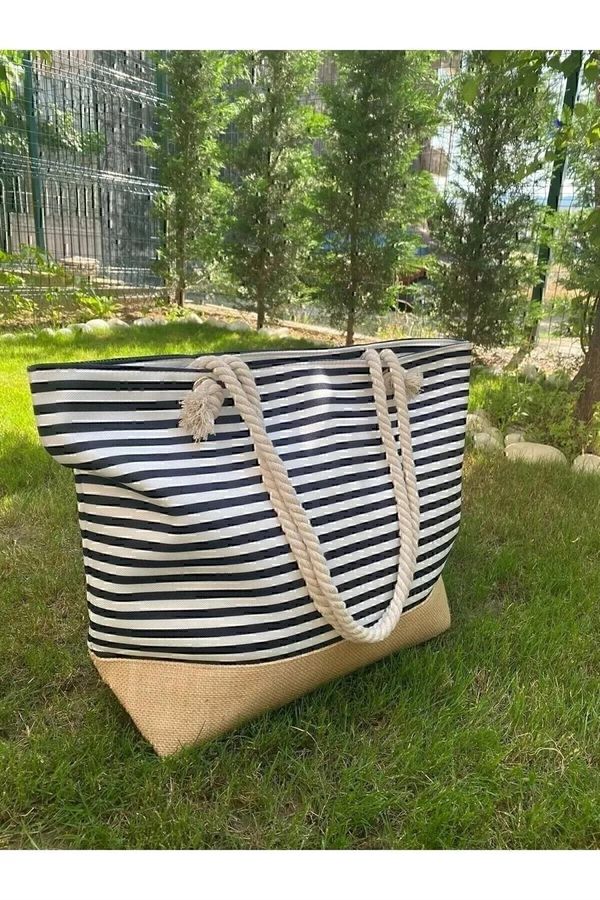 dewberry 92547 Dewberry Soft Handle Womens Beach Bag-BEIGE