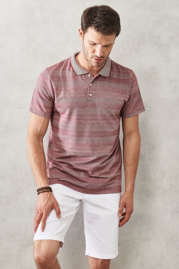 AC&Co / Altınyıldız Classics AC&Co / Altınyıldız Classics Men's Burgundy Slim Fit Slim Fit Polo Neck Short Sleeve T-Shirt