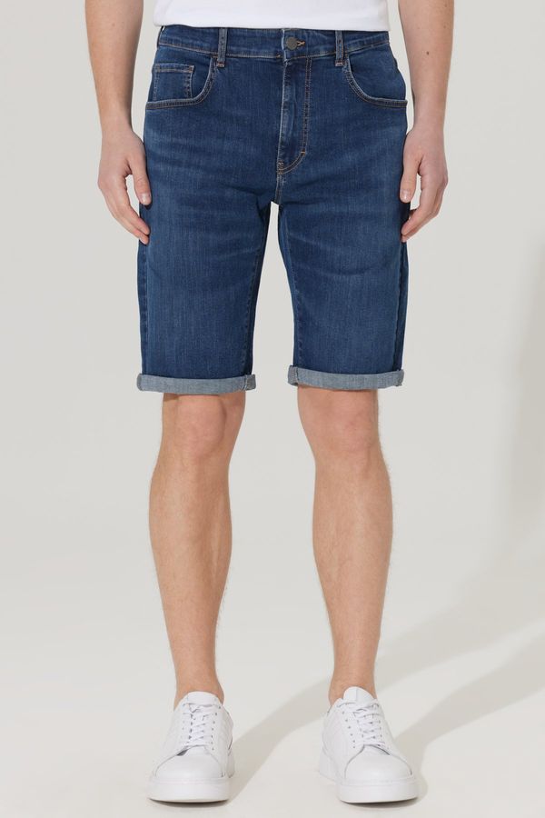 AC&Co / Altınyıldız Classics AC&Co / Altınyıldız Classics Men's Dark Blue Slim Fit Slim Fit Cotton Stretchy Denim Shorts
