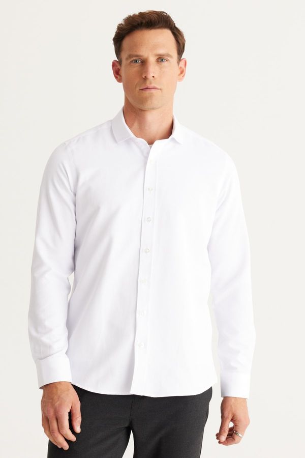 AC&Co / Altınyıldız Classics AC&Co / Altınyıldız Classics Men's White Slim Fit Slim Fit Italian Collar Dobby Shirt.