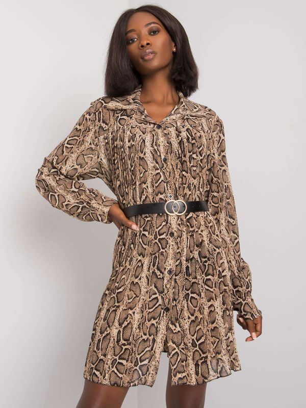 Fashionhunters Айшан бежова и черна плисирана рокля