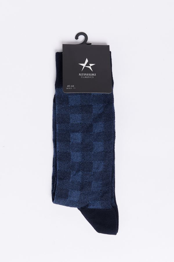 ALTINYILDIZ CLASSICS ALTINYILDIZ CLASSICS Men's Navy Blue-Blue Patterned Bamboo Cleat Socks