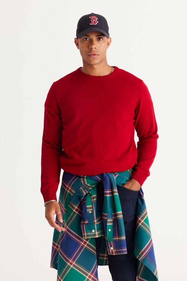 ALTINYILDIZ CLASSICS ALTINYILDIZ CLASSICS Men's Red Standard Fit Normal Cut Crew Neck Knitwear Sweater.
