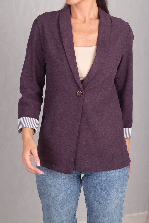 armonika armonika Women's Plum Striped One-Button Jacket