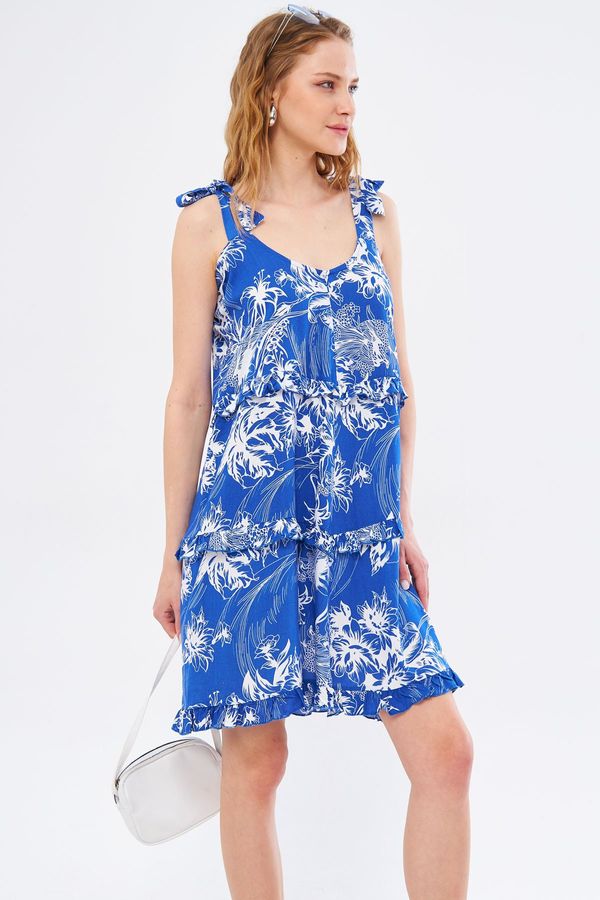 armonika armonika Women's Saks Dekaenya Dress Ruffle Detailed Shoulder Tie Mini Size