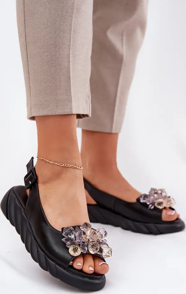 ARTIKER ARTIKER Дамски кожени сандали с кристали Артикер