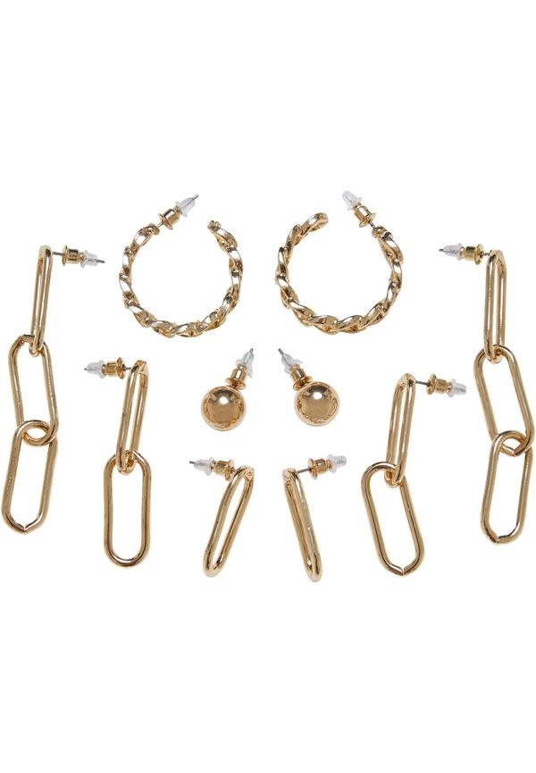 Urban Classics Accessoires Assorted Chain Earrings 5-Pack - Gold Color