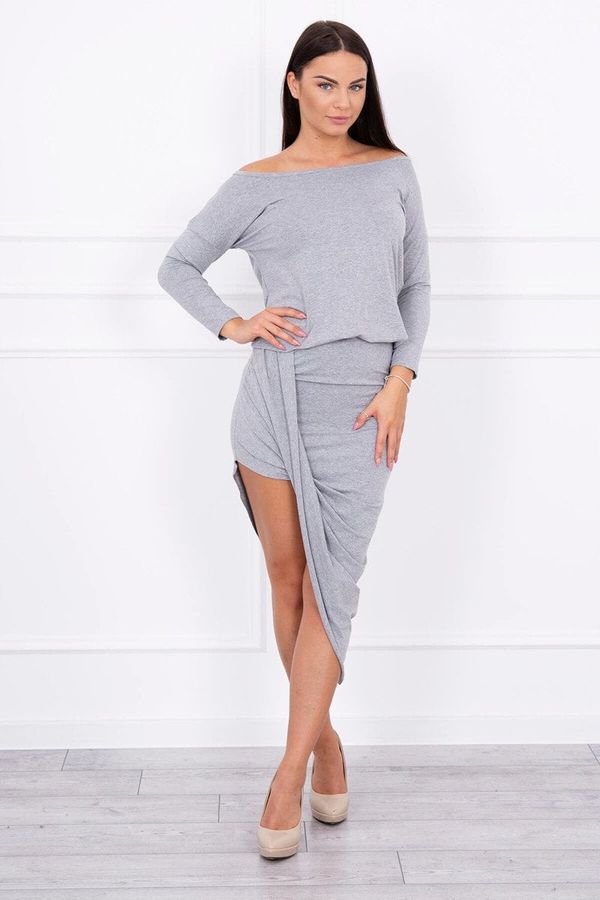 marka niezdefiniowana Asymmetrical dress, 3/4 sleeve gray