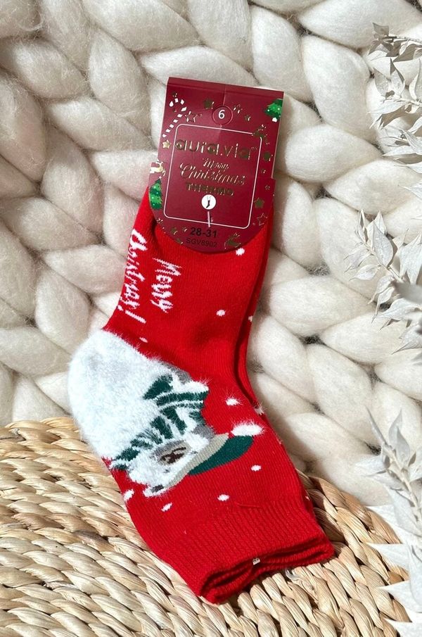 Aura.via Aura.via Детски коледни памучни чорапи Червени