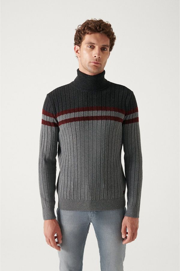 Avva Avva Men's Anthracite Full Turtleneck Wool Sweater