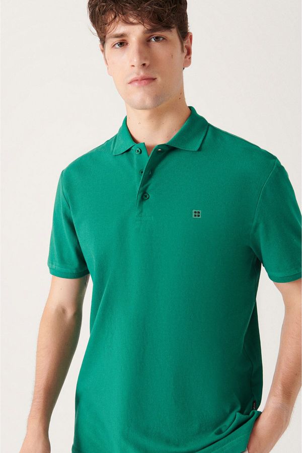 Avva Avva Men's Green 100% Cotton Cool Polo Collar T-Shirt E 001004