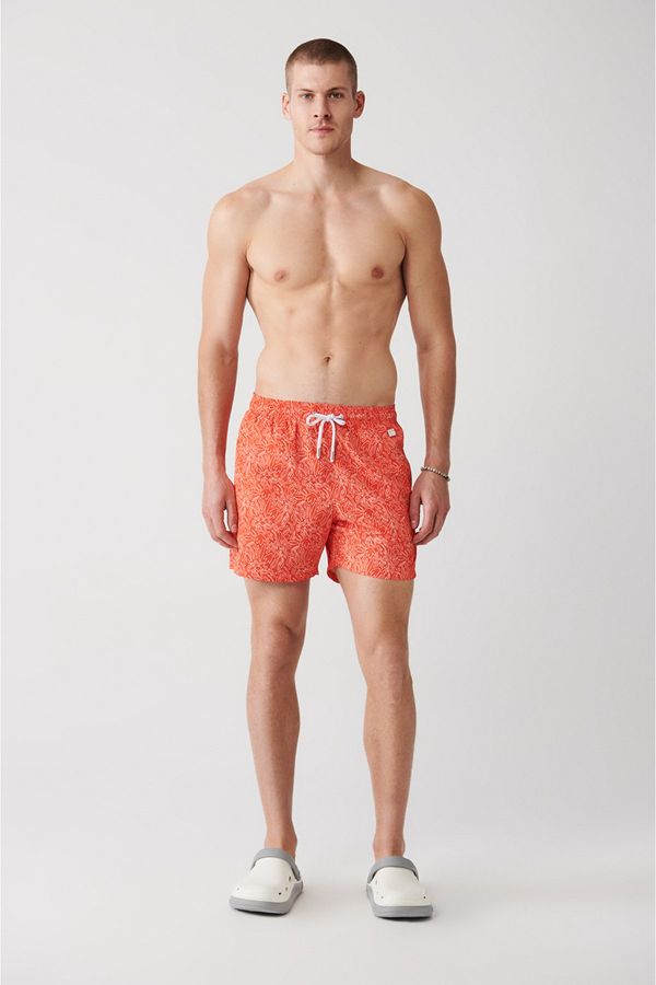 Avva Avva Orange Quick Dry Floral Printed Standard Size Special Boxed Comfort Fit Swimsuit Swim Shorts