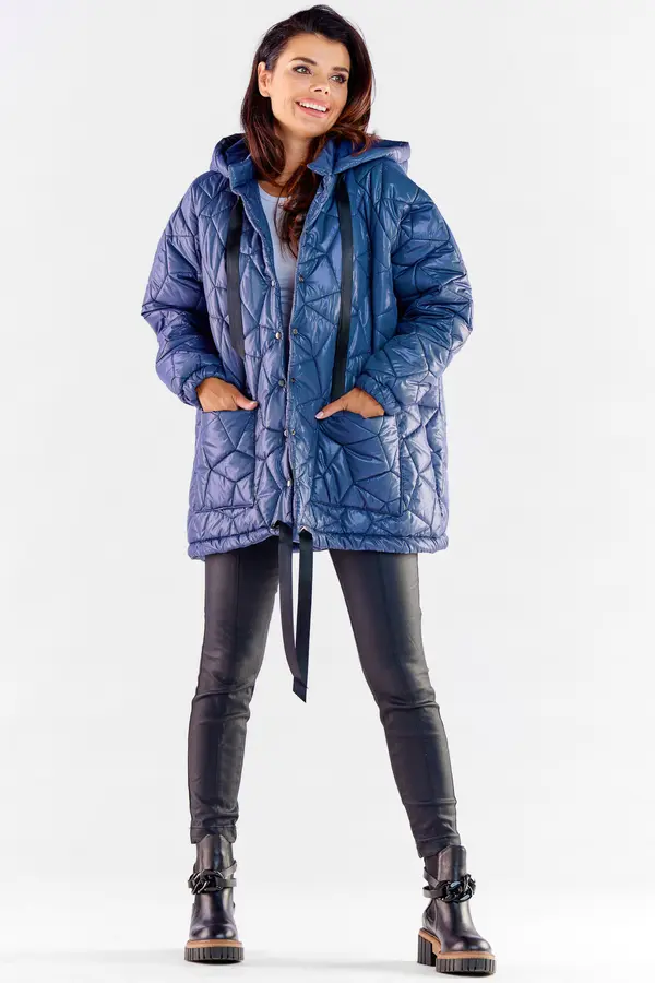 Awama Awama Woman's Coat A536 Navy Blue