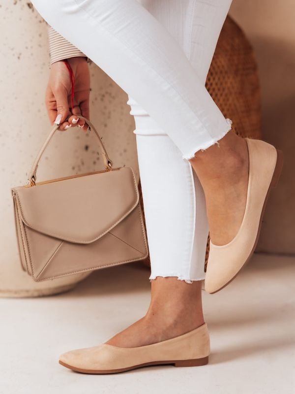 DStreet Baleriny damskie na płaskim obcasie GLAMINO beżowe Dstreet