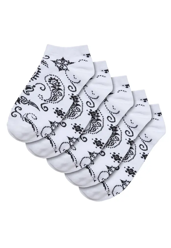 Urban Classics Bandana Pattern No Show Socks 5-Pack white