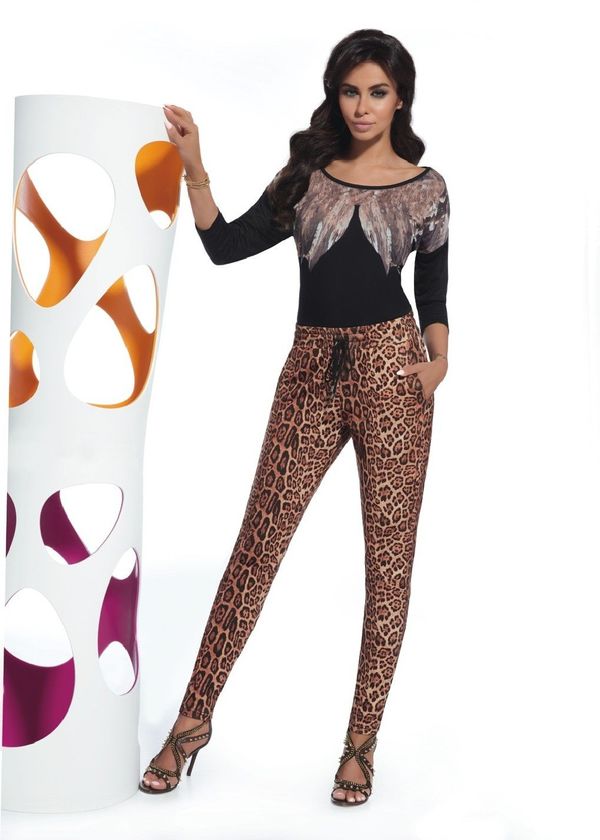 Bas Bleu Bas Bleu ALISHA women's pants with fashionable spots and a tie at the waist