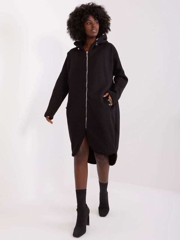 Fashionhunters Basic black cotton sweatshirt with cuffs