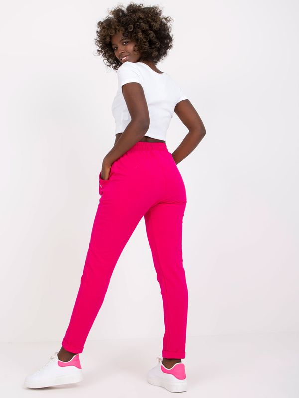 Fashionhunters Basic Fuchsia Cotton Sweatpants