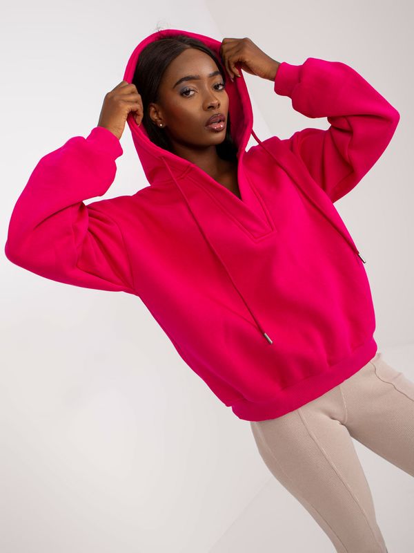 Fashionhunters Basic Fuchsia Hoodie