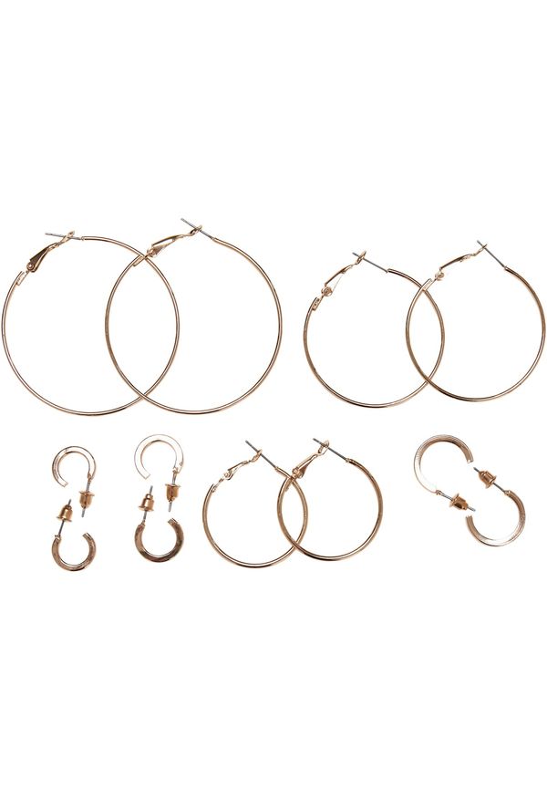 Urban Classics Basic hoop earrings 6-pack - gold color