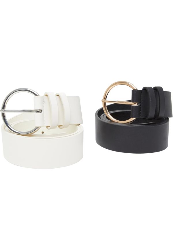 Urban Classics Basic PU Belt 2-Pack Cream + Black