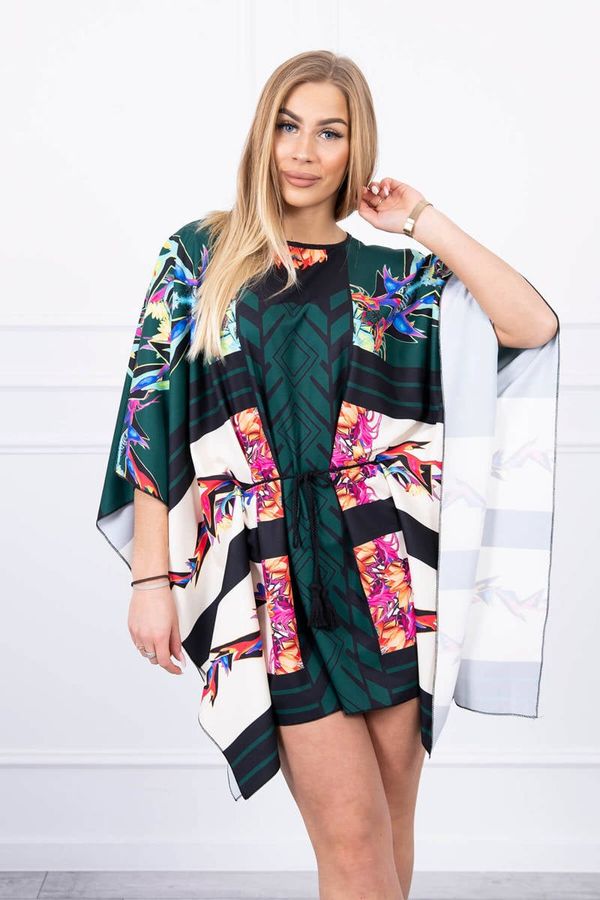 marka niezdefiniowana Bat dress with waist tie green