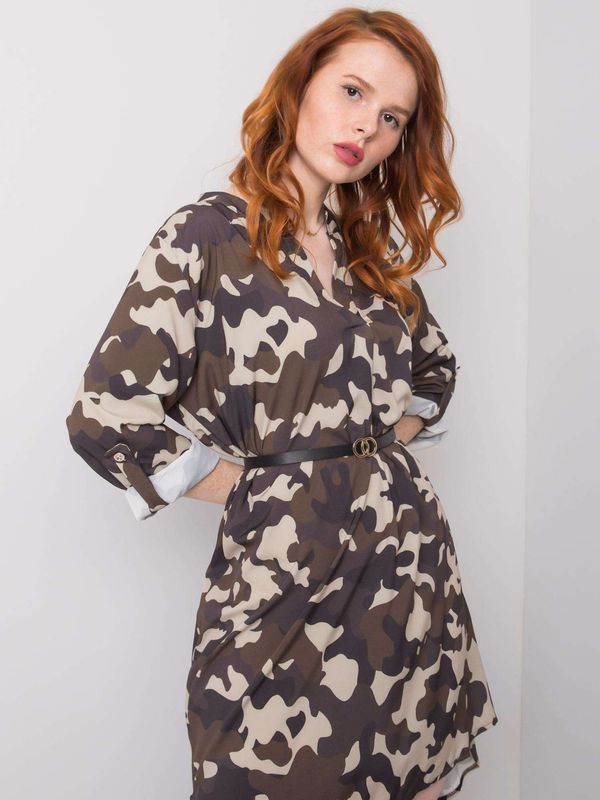 Fashionhunters Beige and brown camo dress by Blaise