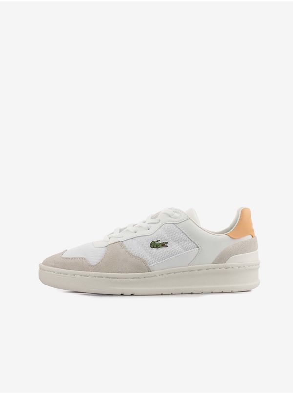 Lacoste Beige and White Women's Leather Sneakers Lacoste Perf Shot - Women