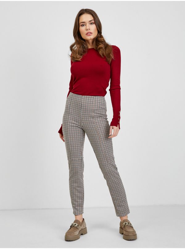 Orsay Beige ladies plaid trousers ORSAY - Ladies