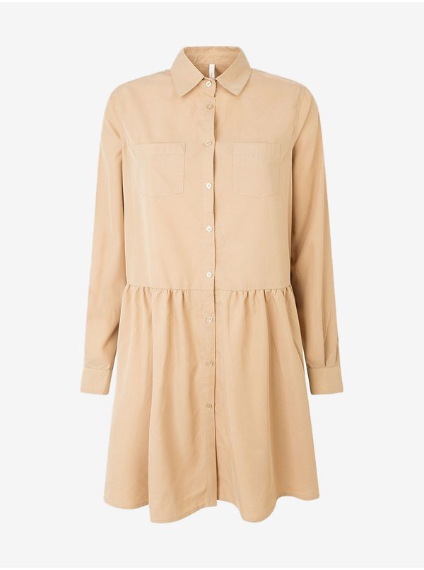 Pepe Jeans Beige Ladies Shirt Dress Pepe Jeans Alessa - Women