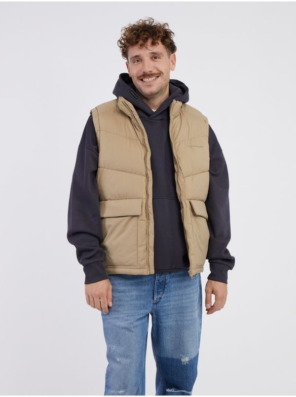 Jack & Jones Beige men's quilted vest Jack & Jones Vester - Men's